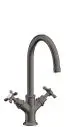 AXOR-HG-AXOR-Montreux-2-Griff-Waschtischarmatur-210-mit-Kreuzgriffen-und-Zugstangen-Ablaufgarnitur-Brushed-Black-Chrome-16502340 gallery number 1